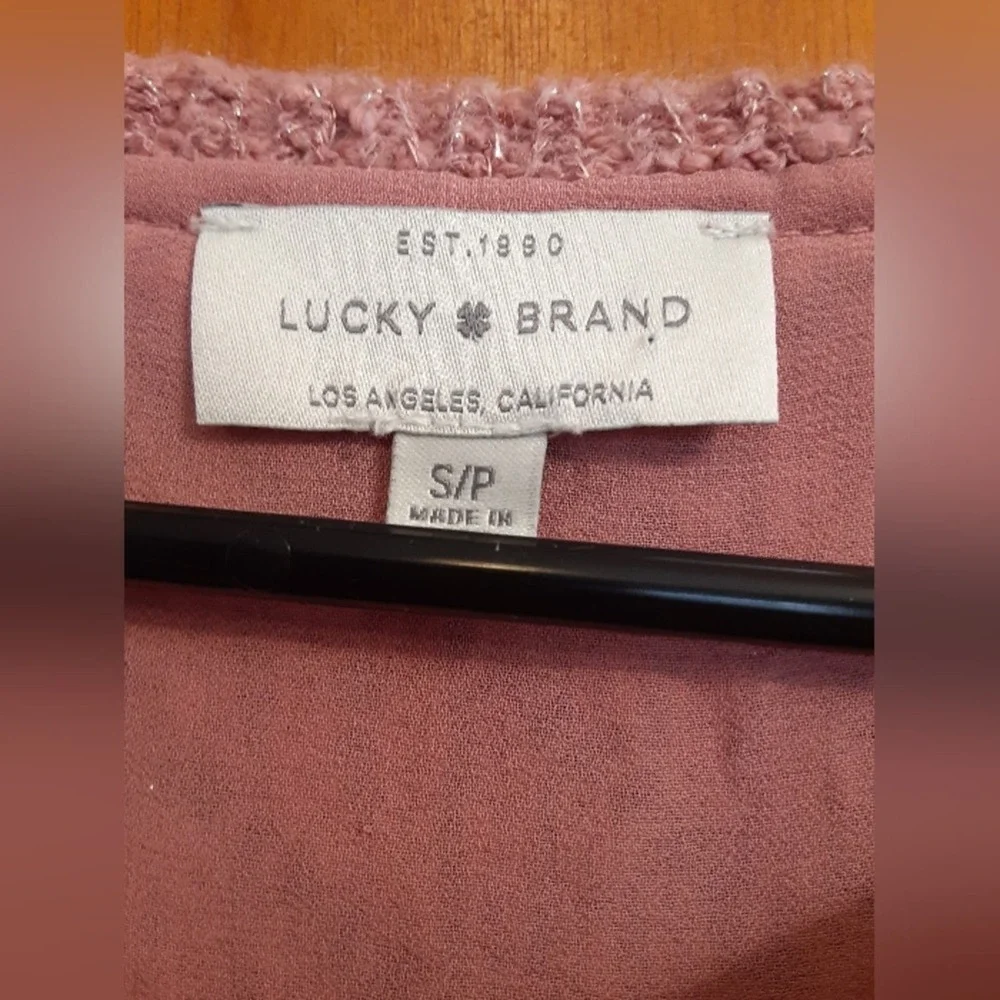 Lucky Brand Women's Crochet Knit Long Sleeve  Sweater Under Cami Size S